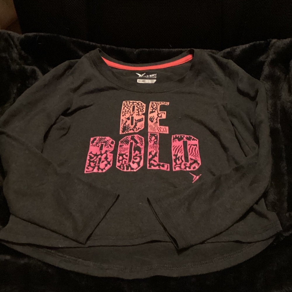Old Navy Kids Long Sleeve Tee - Black with Pink 'Be Bold' Design